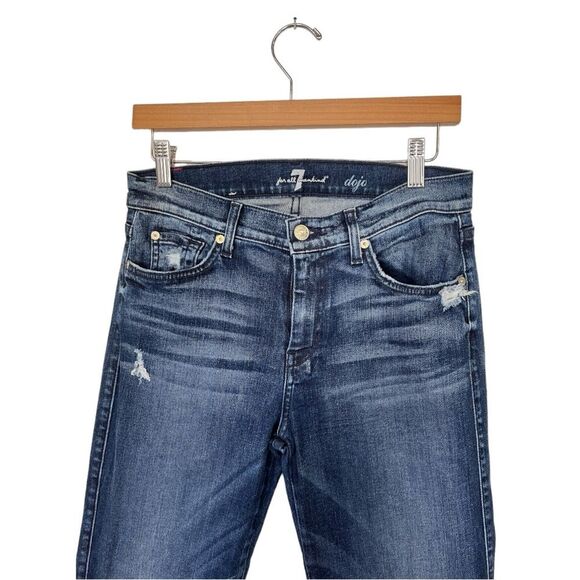 7 For All Mankind | Dojo Women’s Medium Wash Mid Rise Raw Hem Jeans 29 - Picture 3 of 8